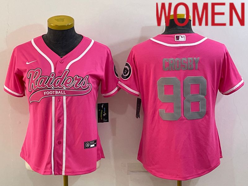 Women Oakland Raiders #98 Crosby Pink 2022 Nike Co branded NFL Jerseys->women nfl jersey->Women Jersey